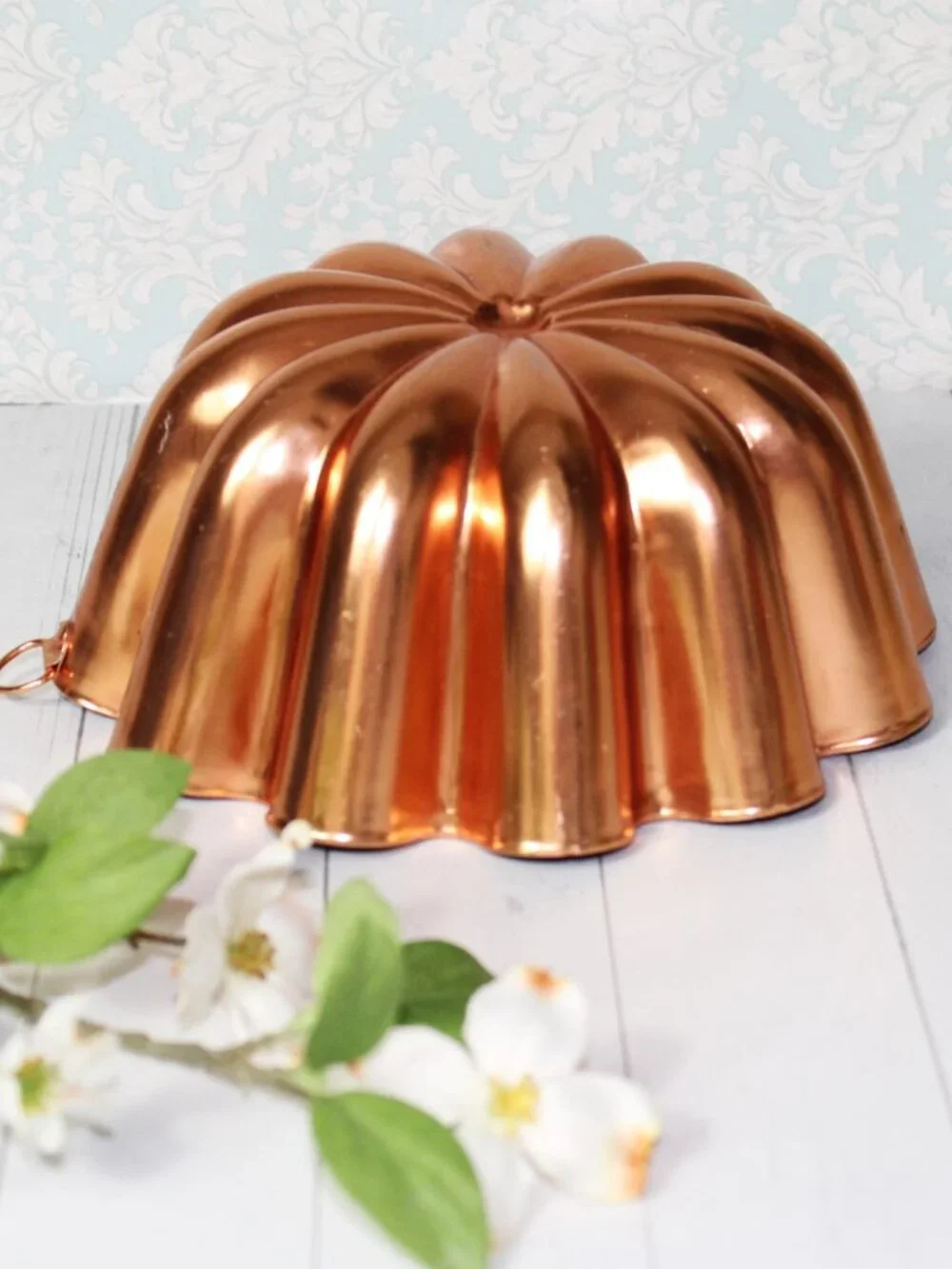 Vintage Copper Tone Aluminum Jello Mold | Fluted Bundt Cake Wall Decor | Retro